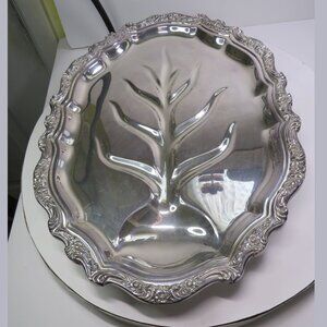 Vintage F.B. Rogers Silver Co. "Tree of Life" Meat Platter 17x13" Silver plated